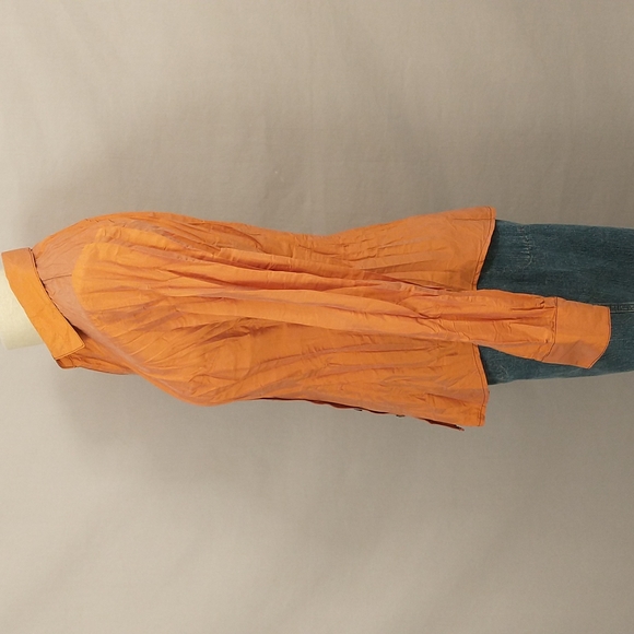 Sexy Orange Shirt by Beluva San Francisco Made n USA Fabulous Fabric Plunge Neck - Picture 3 of 9
